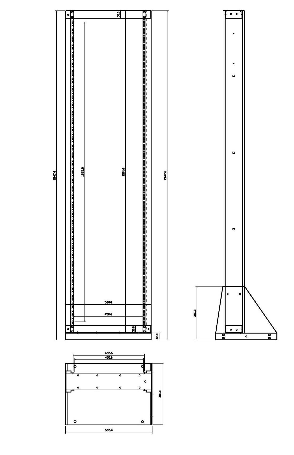 drawing for MS-WO 2 post frame rack 